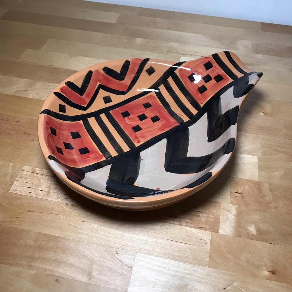 Mid-Century Modern Italian Terracotta Bowl Spoon Rest Catchall Hand Made -Italy-